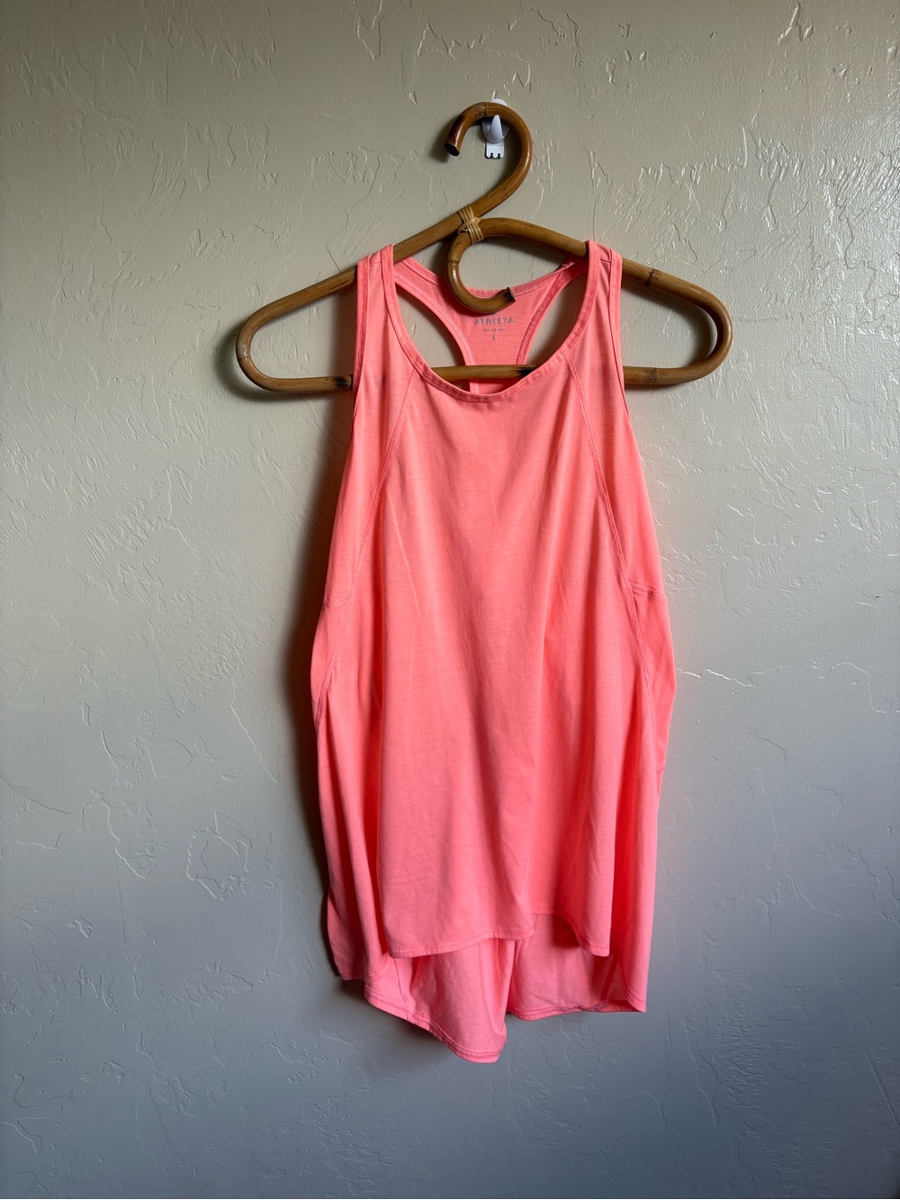 Athleta Cut Out Repetition Tank Neon Highlighter Bright Pink Top Size L 591380
